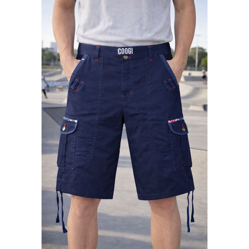 Vtg Coogi  1969 Y2K Cargo Shorts Mens 36 x 13.5" Inseam Baggy Skater Loose Blue